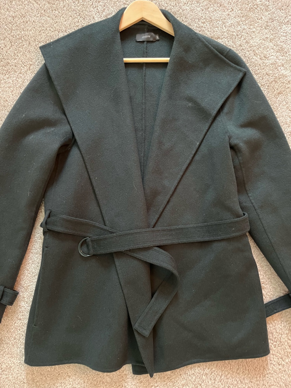 Double cashmere forest green Joseph wrap coat